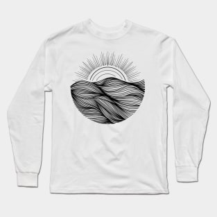 Line art like a sea with a sun in circle Long Sleeve T-Shirt